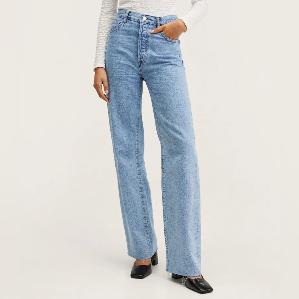 Mango Light Wash High Waist Wide Leg Nora Jeans